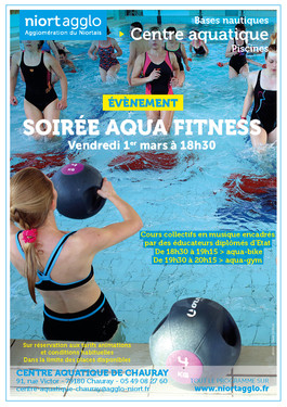 Soirée Aqua-fitness : 1er mars 18 h 30 à 21 h 15