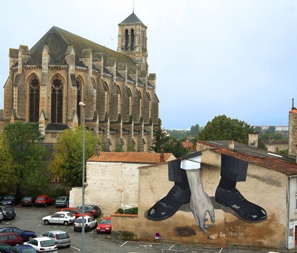 Escif : oeuvre réalisée rue de Fontenay pendant la 3e édition du 4e Mur,  octobre 2012 - Photo Winterlong Galerie