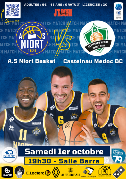 Basket : As Niort Basket vs Castelnau Medoc BC