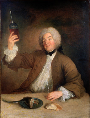 Le Marquis d'Artaguiette en buveur, huile sur toile de Jean Grimou