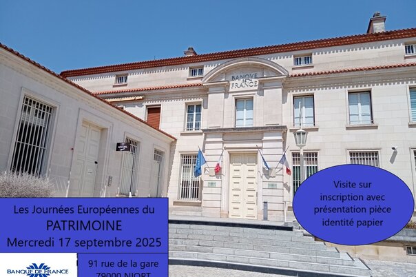 Illustration de la manifestation Visite guidée de la Banque de France de Niort - Journées européennes du patrimoine 2025
