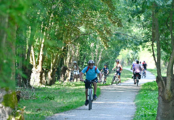 Velos sur le chemin de halage entre Magne et Coulon