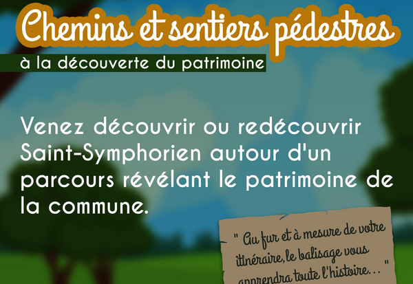Affiche Chemins et sentiers pédestres à Saint-Symphorien : parcours balisé révélant le patrimoine de la commune