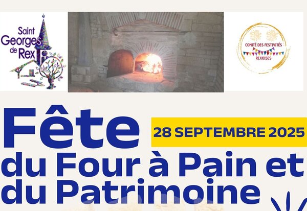 Affiche du 28 septembre 2025 à Saint-Georges-de-Rex : four à pain en pierre allumé, organisé par le Comité des Festivités Rexoises