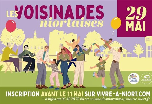 Affiche des Voisinades niortaises – inscription sur vivre-a-niort.com ou au 05 49 78 79 65