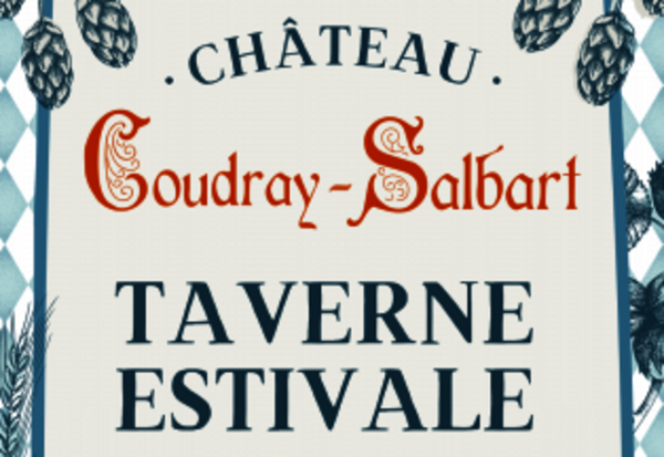Affiche Taverne Estivale au Château Coudray-Salbart – accès libre, vendredis 19h-22h, juillet-août 2025