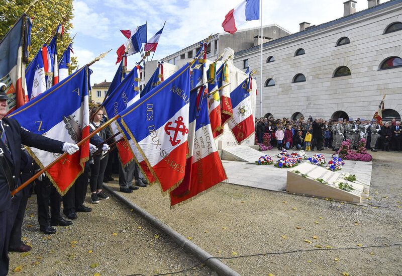 Centenaire de l’armistice de la première guerre mondiale 14-18 en présence des officels et de M. Le Maire.