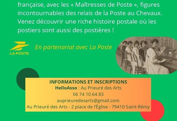 Entrée libre, réservation indispensable. Partenariat La Poste. Inscriptions via HelloAsso ou au 06 74 10 64 83.