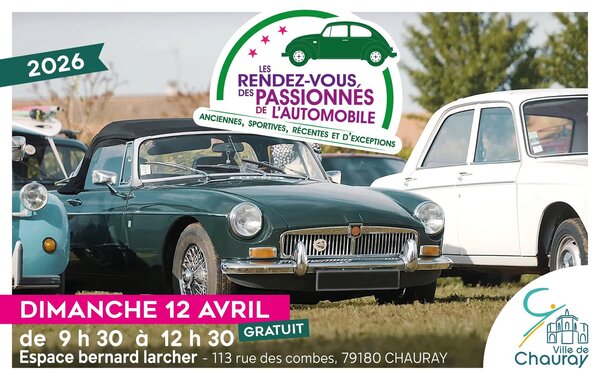 Affiche : dimanche 12 avril 2026, de 9h30 à 12h30, entrée gratuite – 113 rue des Combes, 79180 Chauray